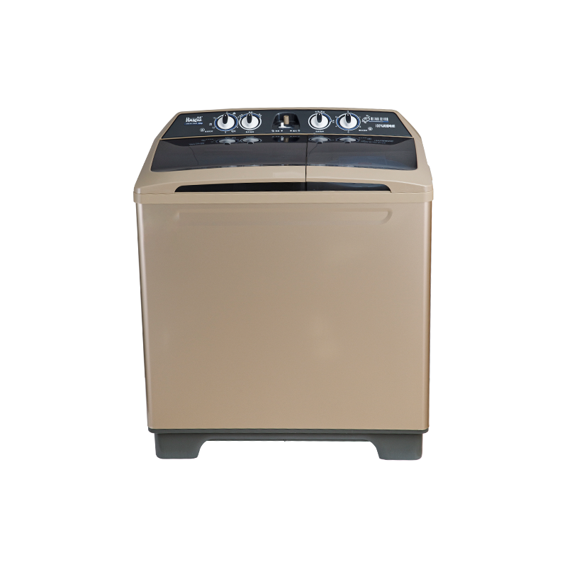 15.0Kg Super Capacity Semi Autoamtic Twin Tub Washing Machine with Transparent Plastic Lids, Wash Lid can be Take Off,One Water Inlet with Selector & Spin Shower, Metal Body with Golden Color.