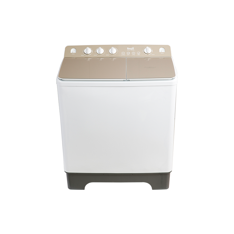 15.0Kg Semi Automatic Double Tub Washing Machine with Gold Tempered Glass Cover (Soft Closing Wash Cover), with Extra Large Wash Cover, Two Water Intakes with Rotating Shower, Double Layer Plastic Body.