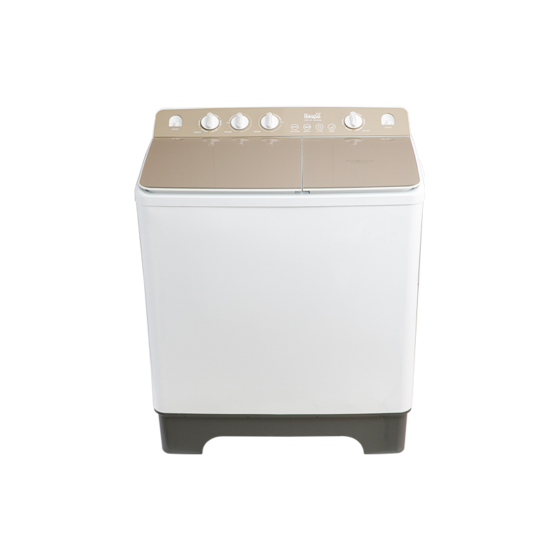15.0Kg Semi Automatic Double Tub Washing Machine with Gold Tempered Glass Cover (Soft Closing Wash Cover), with Extra Large Wash Cover, Two Water Intakes with Rotating Shower, Double Layer Plastic Body.